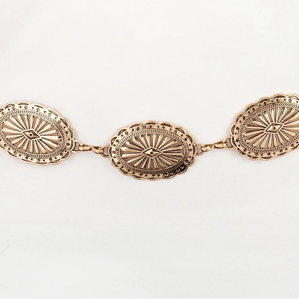 Oval Disc Chain Concho Link Belt | Gold or Silver